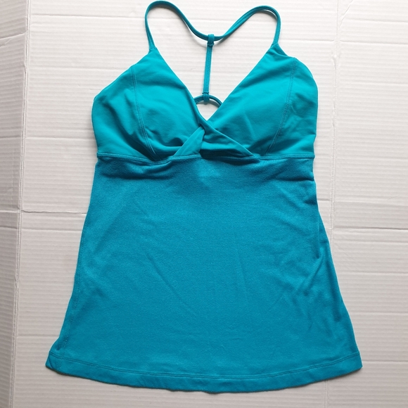 Lululemon Pranayama Surge Aqua Blue Racerback Active Tank-Top Twist Front Sz 6 - Picture 12 of 16